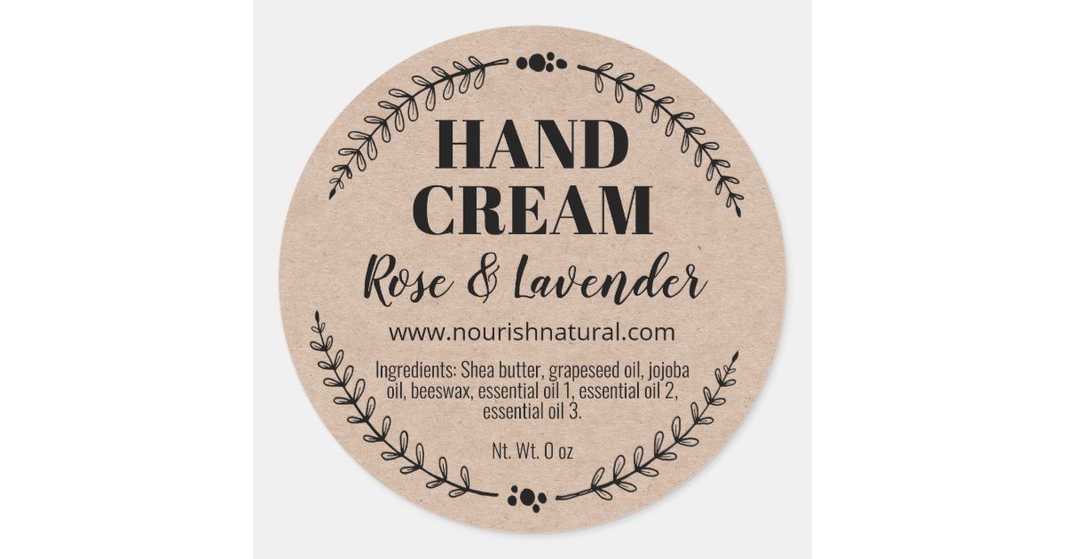 Hand Cream Label Options Natural Homemade Hand Cream Kraft Labels | Zazzle
