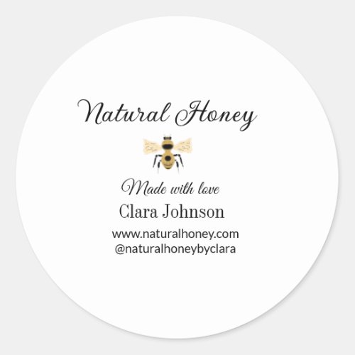 natural honey homemade honeybee honeycomb add name classic round sticker