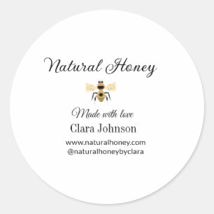 natural honey homemade honeybee honeycomb add name classic round sticker