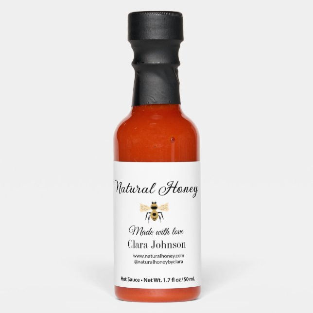 natural honey homemade honeybee honeycomb add name hot sauces (Front)