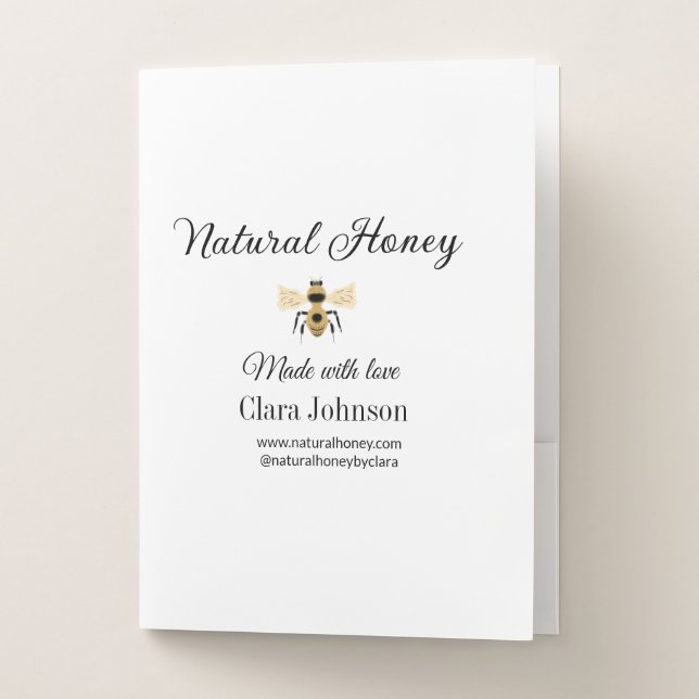 natural honey homemade honeybee honeycomb add name pocket folder (Front)