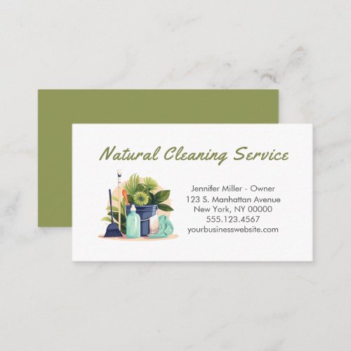 Natural House Cleaning Service Supplies Business Card