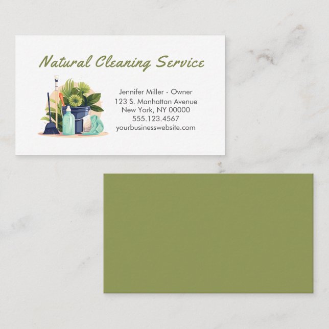 Natural House Cleaning Service Supplies Business Card (Front/Back)