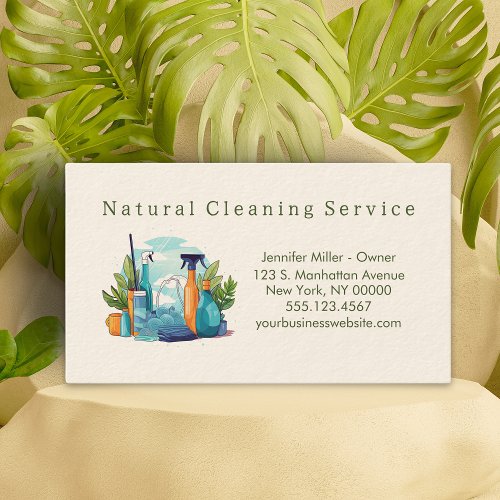 Natural House Cleaning Service Supplies Business Card