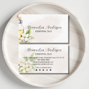 Natural Jasmine Essential Oils Watercolor Floral Business Card
