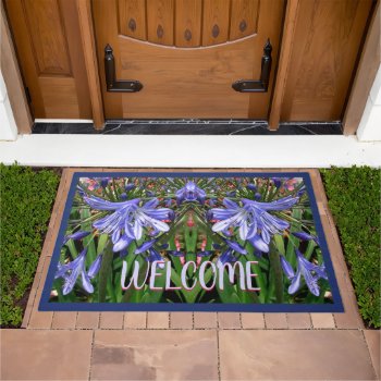 Natural Joy Purple Lilies Of The Nile Floral Doormat by anuradesignstudio at Zazzle