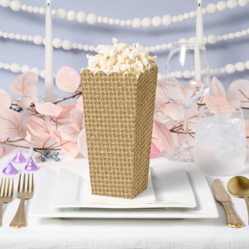 Natural Jute Burlap Fabric Texture Pattern Popcorn Favor Boxes