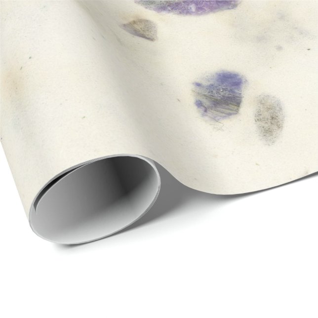 Natural Kraft Floral Petals Mulberry Mint Purple Wrapping Paper (Roll Corner)