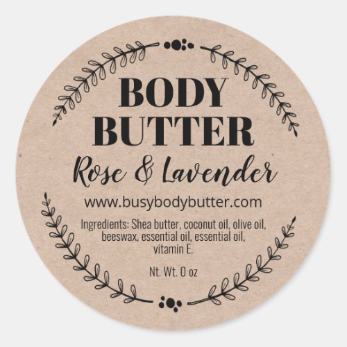 Natural Kraft Handmade Body Butter Labels