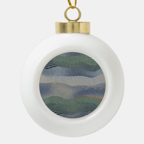 Natural Landscape Hill Stripe Pattern Ceramic Ball Christmas Ornament
