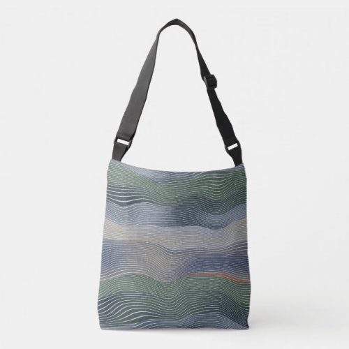 Natural Landscape Hill Stripe Pattern Crossbody Bag