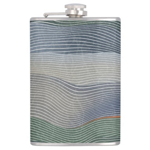 Natural Landscape Hill Stripe Pattern Flask