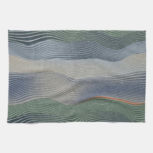 Natural Landscape Hill Stripe Pattern Kitchen Towel
