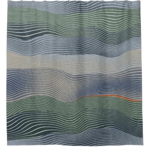 Natural Landscape Hill Stripe Pattern Shower Curtain