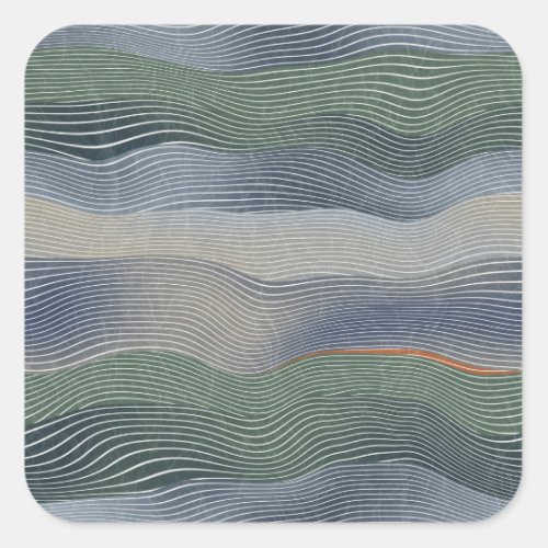 Natural Landscape Hill Stripe Pattern Square Sticker