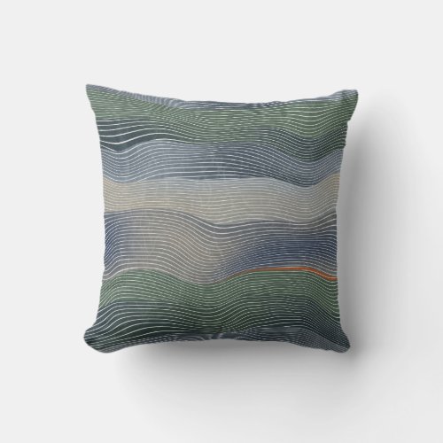 Natural Landscape Hill Stripe Pattern Throw Pillow