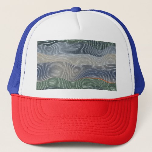 Natural Landscape Hill Stripe Pattern Trucker Hat