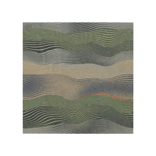 Natural Landscape Hill Stripe Pattern Wood Wall Art