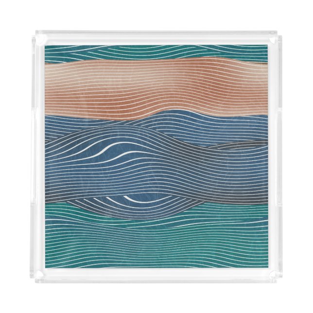 Natural landscape hills: seamless pattern. acrylic tray (Front)