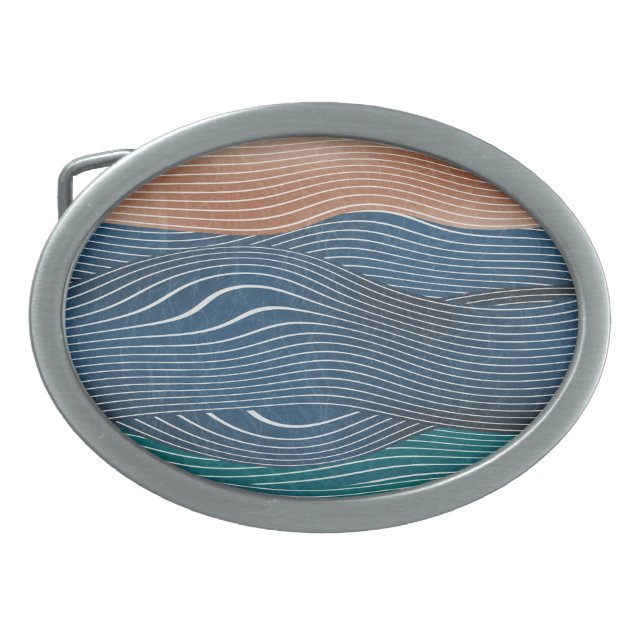 Natural landscape hills: seamless pattern. belt buckle (Front)