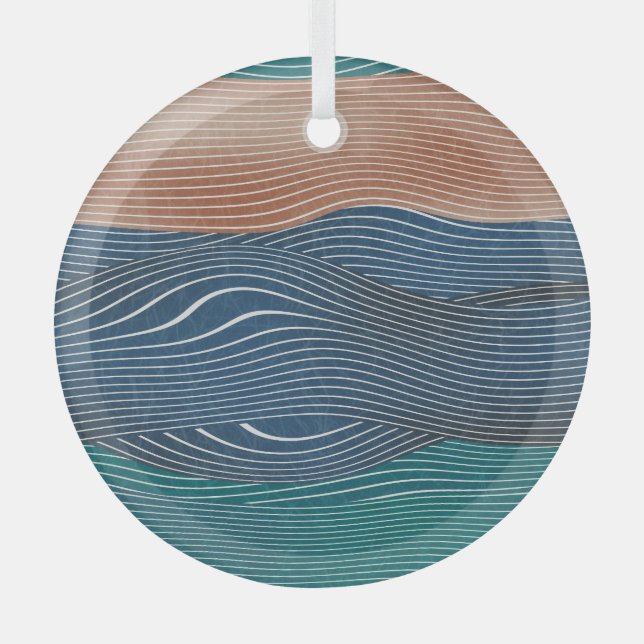 Natural landscape hills: seamless pattern. glass ornament (Front)