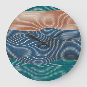 Natural landscape hills: seamless pattern. large clock