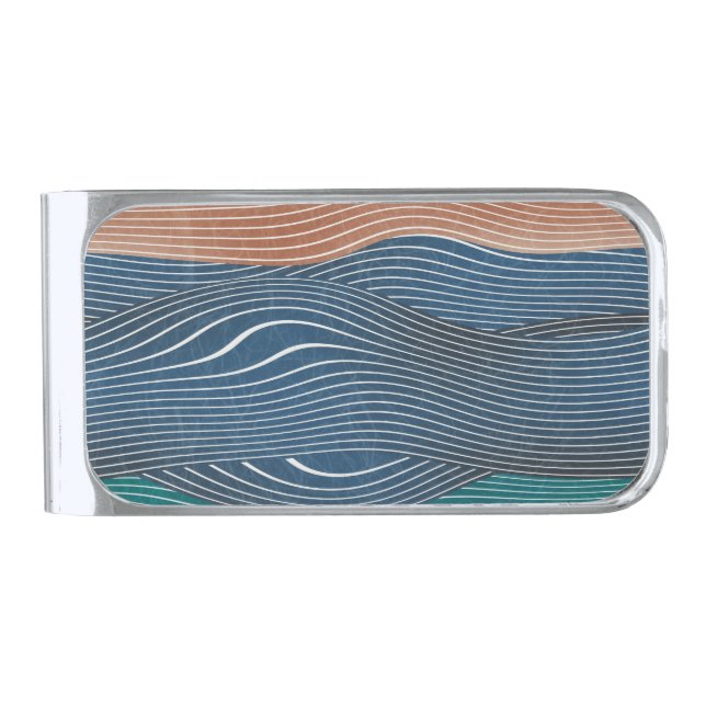 Natural landscape hills: seamless pattern. silver finish money clip (Front)