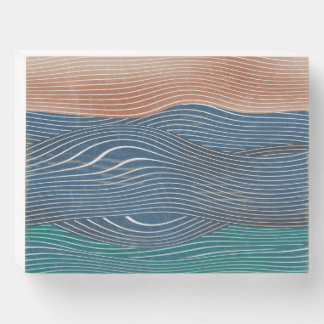 Natural landscape hills: seamless pattern. wooden box sign