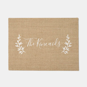 Natural Laurel Monogram Name Doormat
