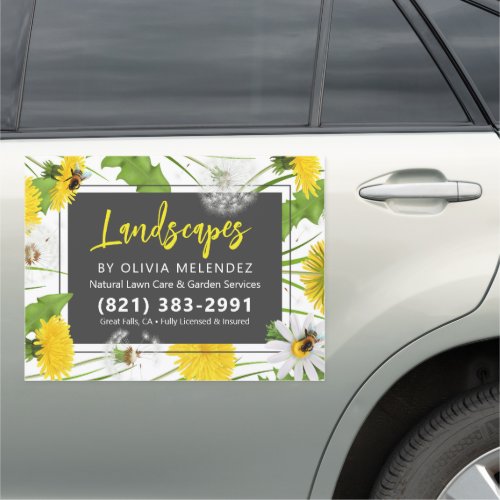 Natural Lawn Care Service Dandelion  Bees Promo Car Magnet