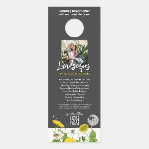 Natural Lawn Care Service Promotion Dandelion Bees Door Hanger