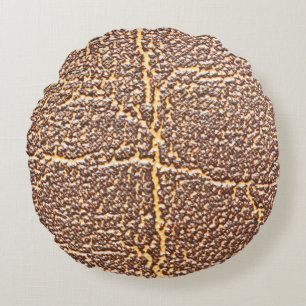 Natural leather book cover texture abstract, aged, round pillow