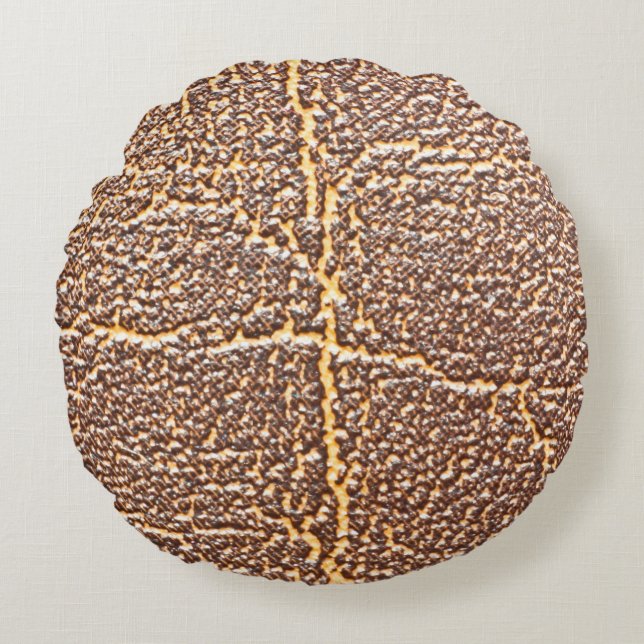 Natural leather book cover texture abstract, aged, round pillow (Front)