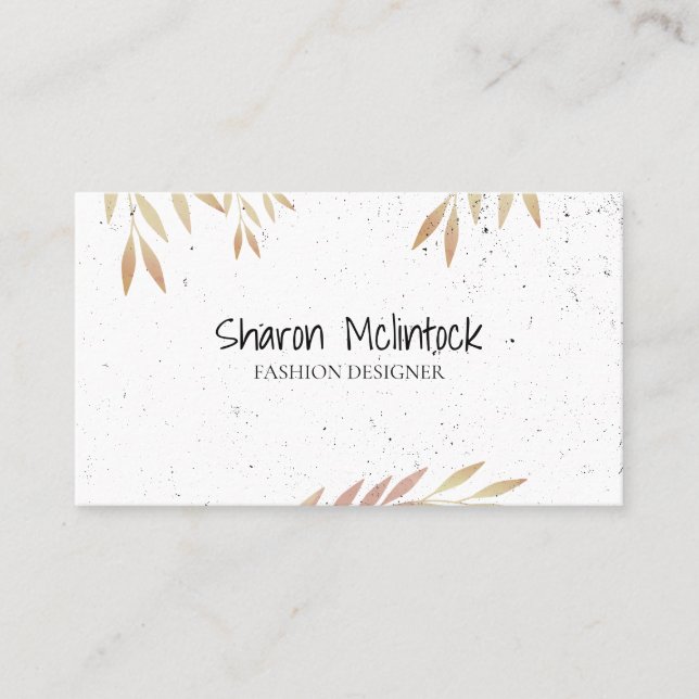 Natural Leaves and Speckled Business Card (Front)