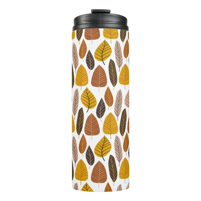 Natural Leaves: Neutral Seamless Pattern. Thermal Tumbler (Front)