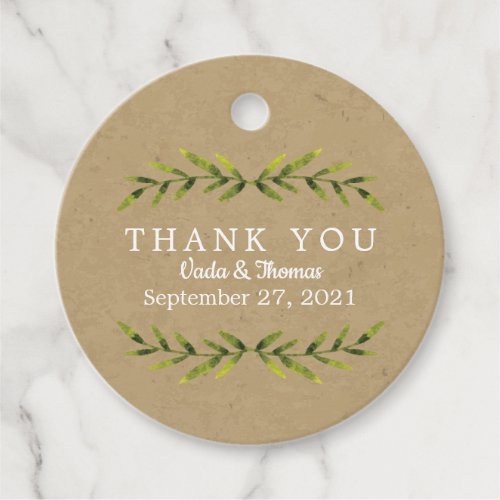 Natural Leaves Thank You Favor Tags