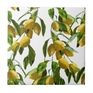 Natural lemons, beautiful ceramic tile