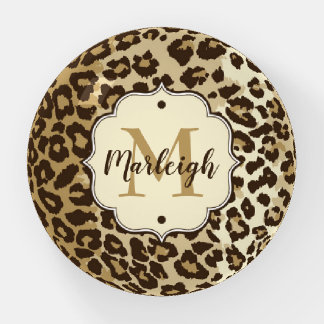 Natural Leopard Custom Monogram Name Paperweight