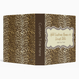 Natural Leopard Custom Name & Title 3 Ring Binder