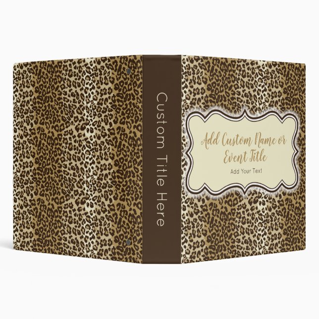 Natural Leopard Custom Name & Title 3 Ring Binder (Background)