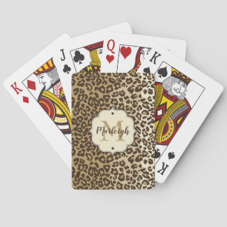 Natural Leopard Print Custom Monogram Name Poker Cards