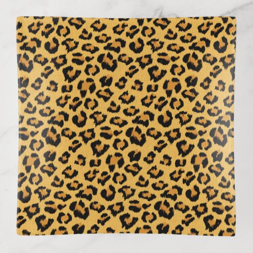 Natural Leopard Print Fake Animal Fur Pattern Trinket Tray