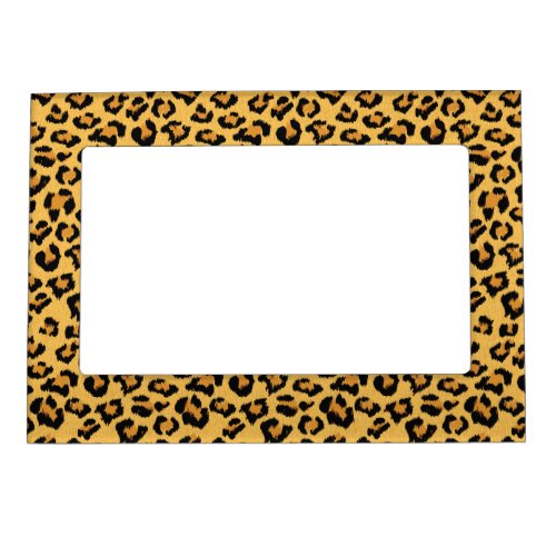 Natural Leopard Print Wild Cat Fake Fur Pattern Magnetic Frame