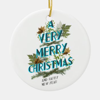 Natural Letters Christmas Tree Ceramic Ornament by KeyholeDesign at Zazzle