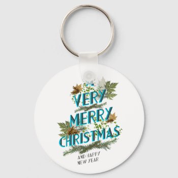 Natural Letters Christmas Tree Keychain by KeyholeDesign at Zazzle
