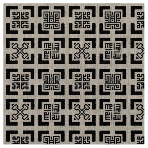 Natural Linen Adinkra_Kufic Tapestry Fabric