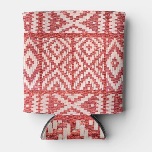 Natural Linen Ethnic Ornament Textile Can Cooler