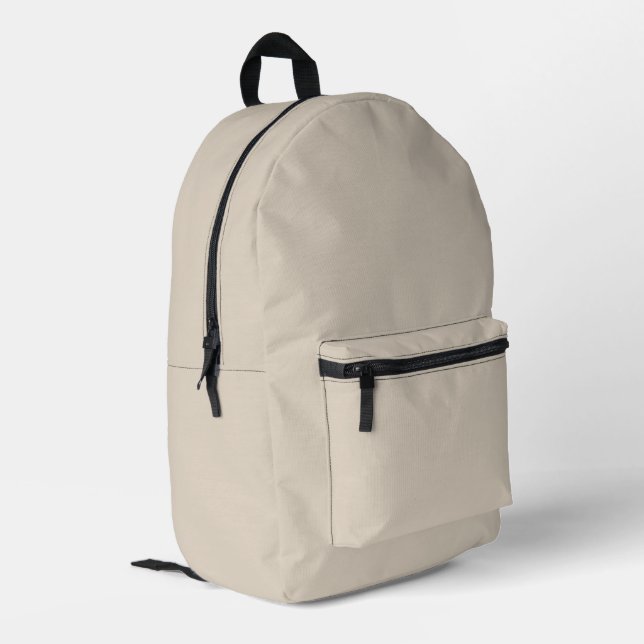 Natural Linen Solid Color Printed Backpack (Back Corner Left)
