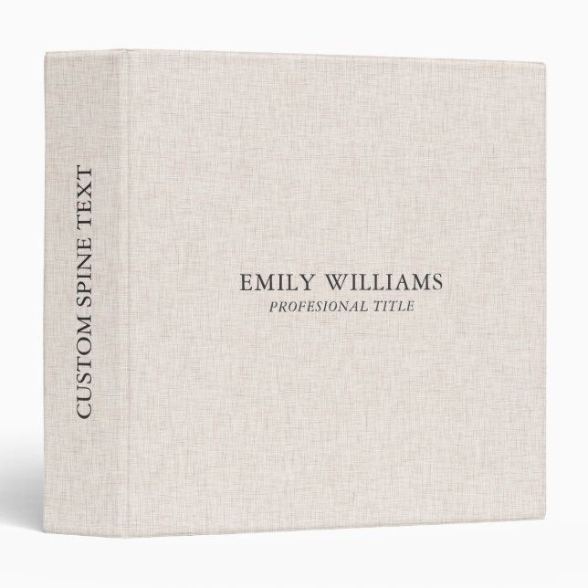 Natural Linen Texture 3 Ring Binder (Front/Spine)