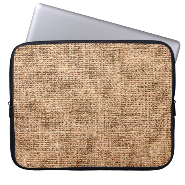 Natural linen texture as background laptop sleeve (Front)